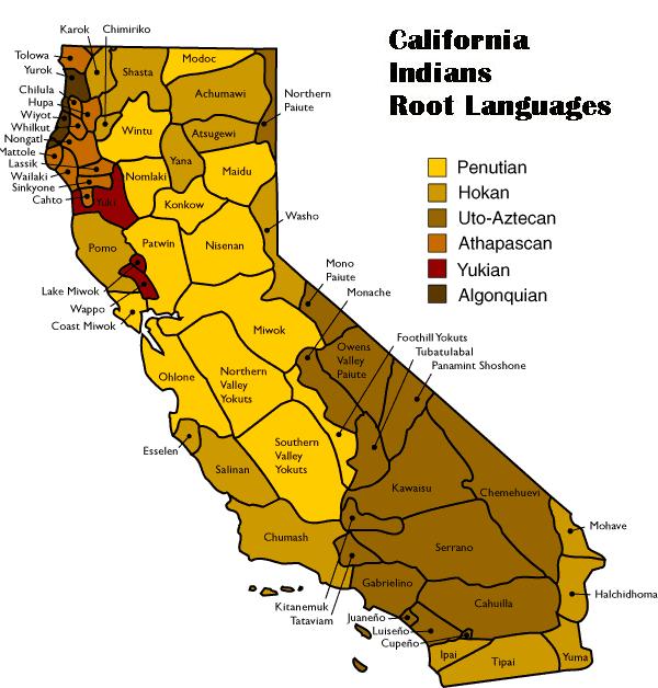 California Indians Language Map (provided by Native American Heritage Commission)