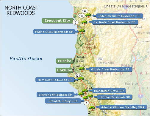 Northern California Coast Redwood Parks Map