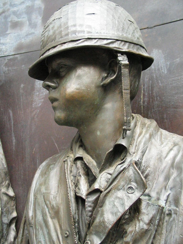 Detail of Statue of soldier from Vietnam memorial in Capitol Park. Thumbnail: Detail of Statue of soldier from Vietnam memorial in Capitol Park.