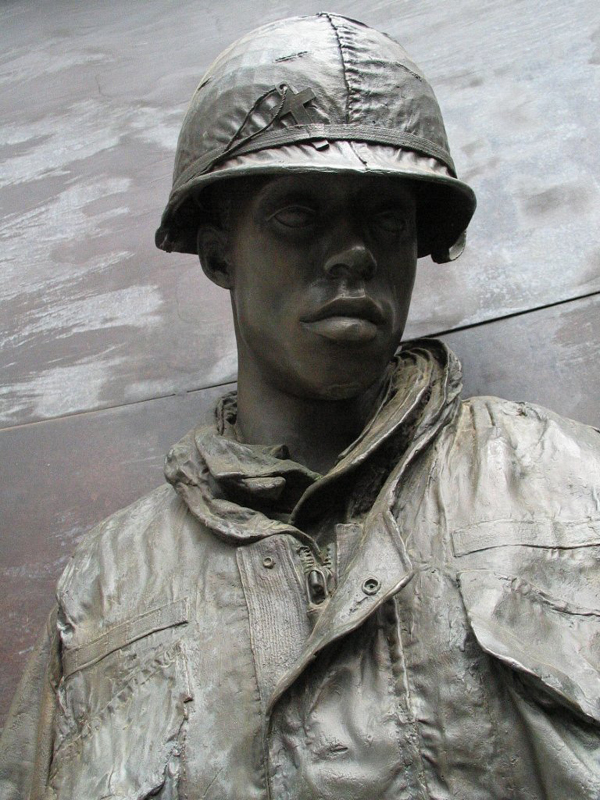 Detail of Statue of soldier from Vietnam memorial in Capitol Park. Thumbnail: Detail of Statue of soldier from Vietnam memorial in Capitol Park.