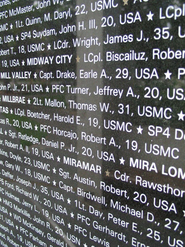 Names of California Soldiers that died in Vietnam. Thumbnail: Names of California Soldiers that died in Vietnam.