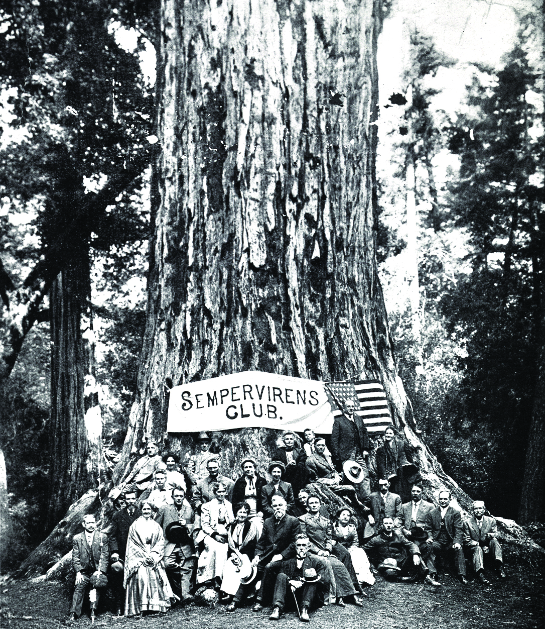 Established in 1902, Big Basin Redwoods is California’s oldest state park. In the heart of the Santa Cruz Mountains, its biggest attractions—literally—are its ancient coast redwoods. Photo approx. 1901 (Sempervirens Club) [1086 x 1252]