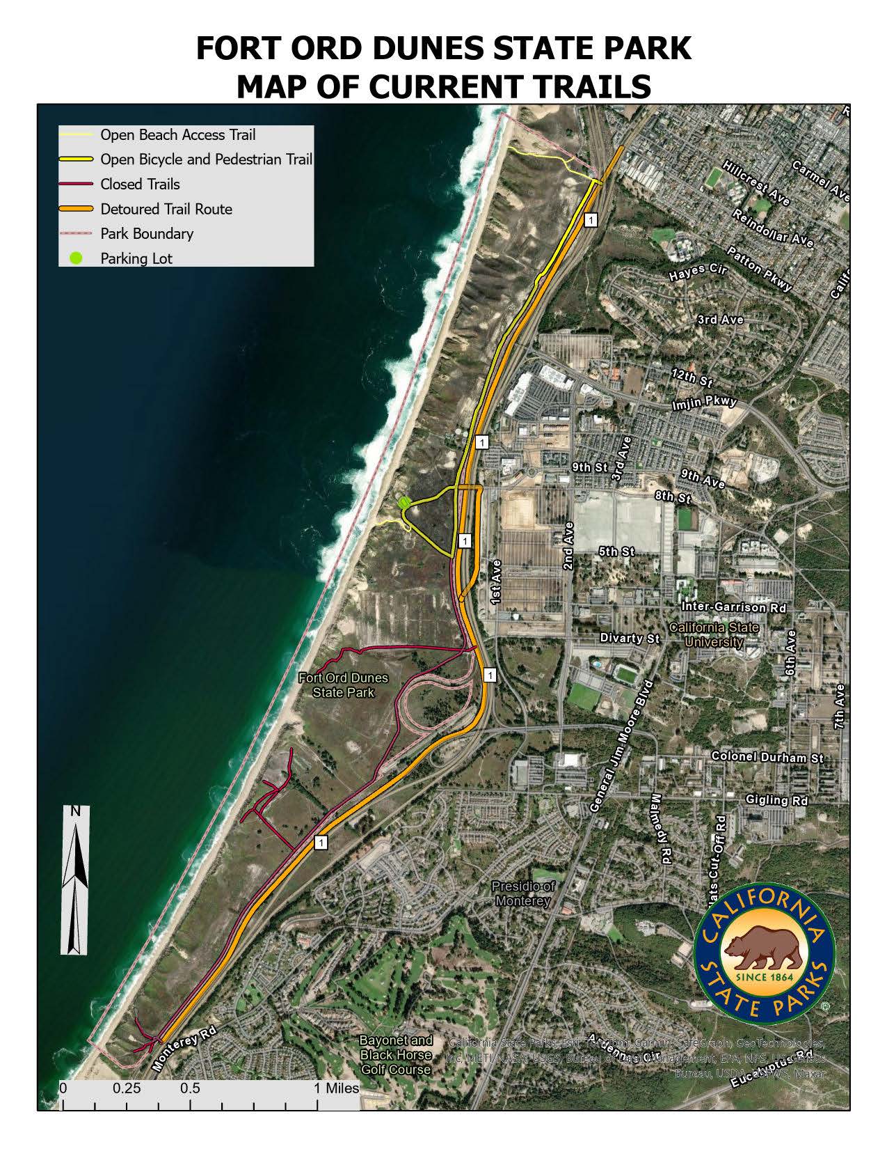 fort ord dunes sp map of current trails 
