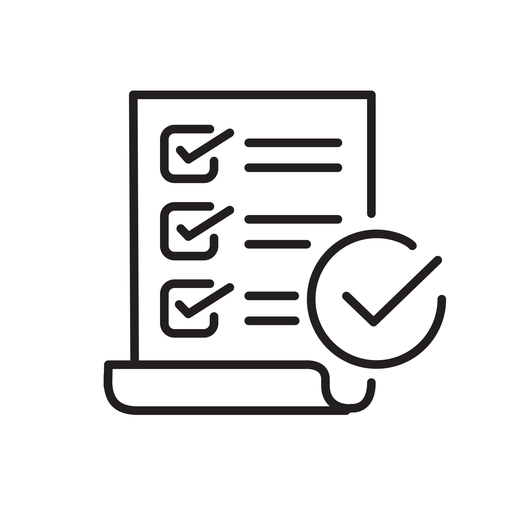 A graphic of a paper with writing and checks on it.