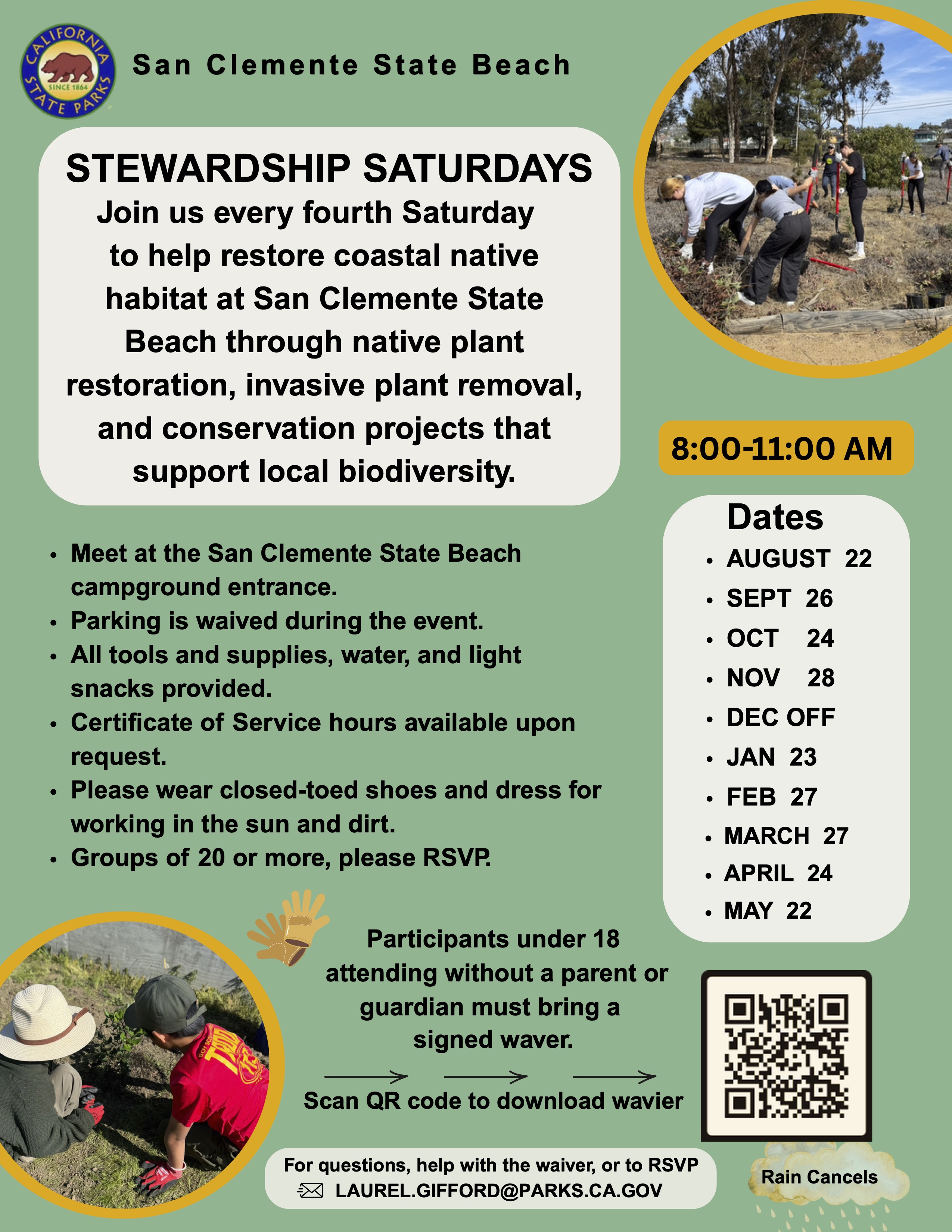 San Clemente State Beach Stewardship Saturdays 2026 Flyer San Clemente State Beach Stewardship Saturdays 2026 Flyer
