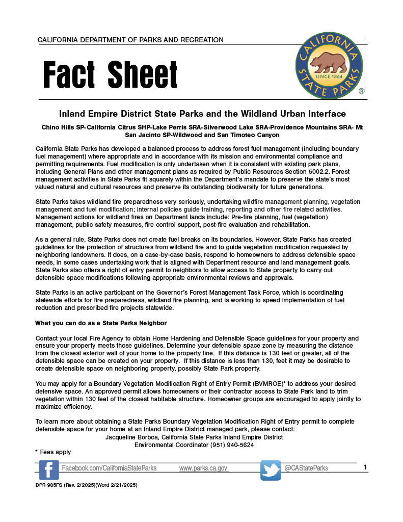 Fuel Modification Plan Information for Neighboring Homeowners on Vegetation Clearing for Fire ...