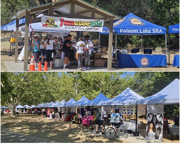 Juneteenth at Black Miners Bar, Folsom Lake SRA in 2024. Photos from California State Parks.