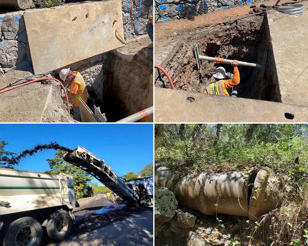 Road repairs being completed at Hearst Castle after damage caused by the winter storm in early 2021.
