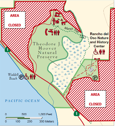 The Marsh Trail, pedestrian road to Highway 1, Nature Center and Waddell Beach are the only areas visitors will be allowed to access beginning Memorial Day weekend.