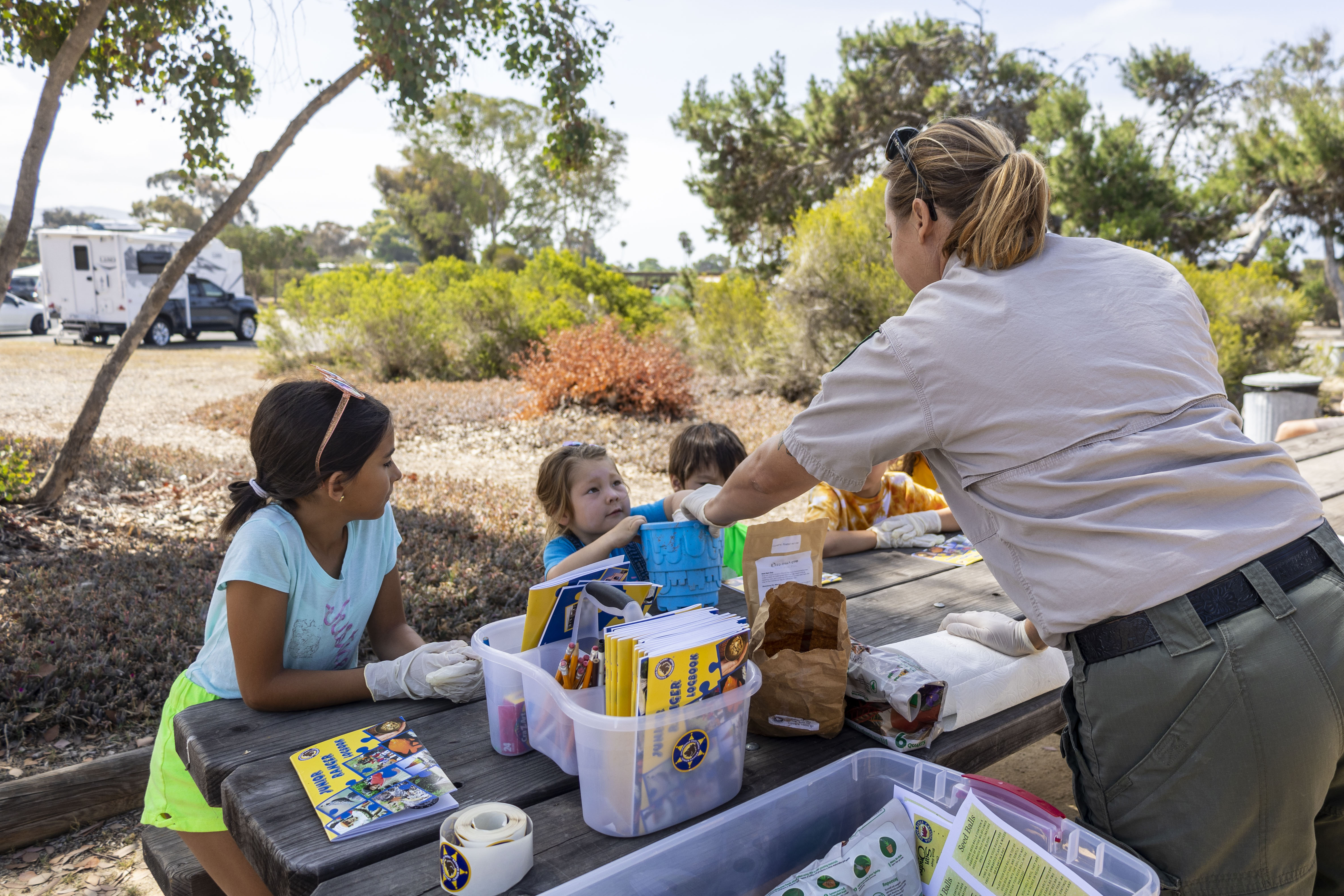 Children making seed balls in last year's first ever California State Parks Week at San Clemente State Beach during Stewardship Day.