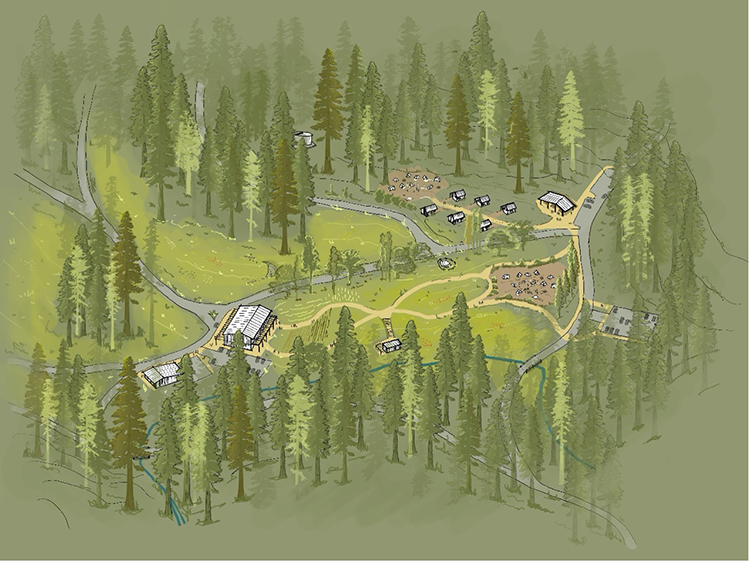 A cultural center and mixed tribal use area is proposed at Little Basin for Indigenous groups to highlight culture, complete restoration work and practice cultural activities.
