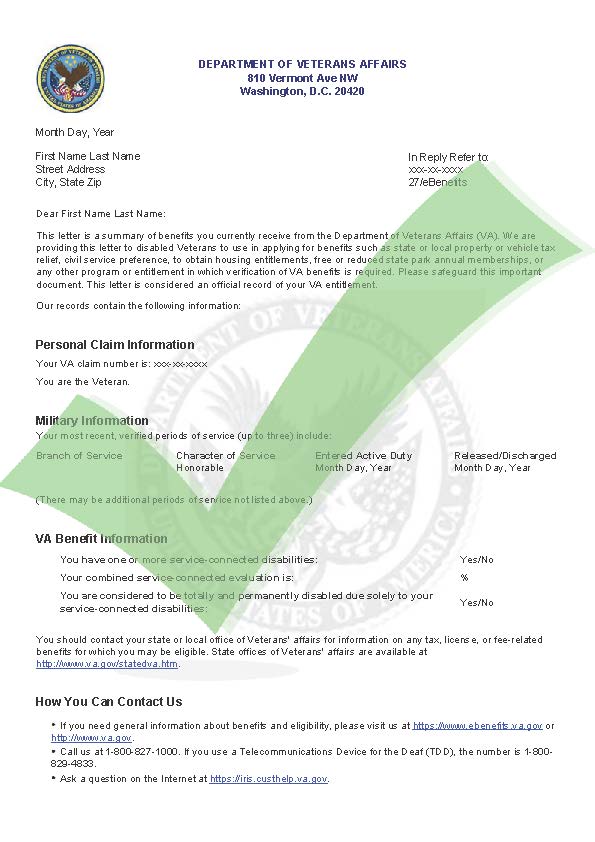 Benefits Summary Letter Va Disability – PZWK
